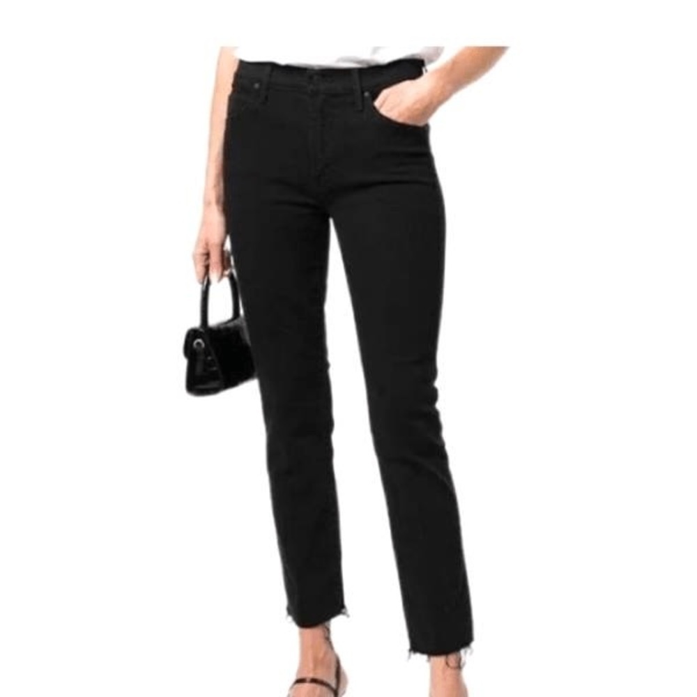 Mother Rascal Ankle Step Fray Jeans in Black Size 31